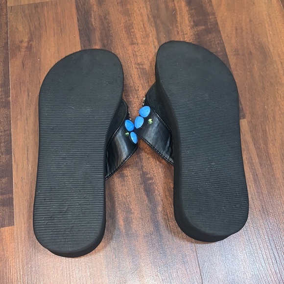Black Bejeweled Small Wedge Flip Flop Size 10 - Picture 9 of 11